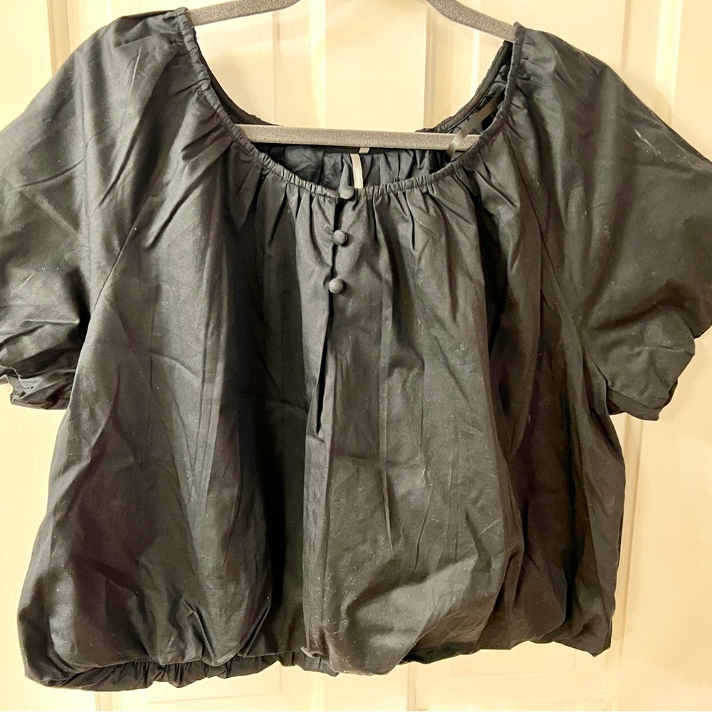 Black cotton blouse from Anthropologie.